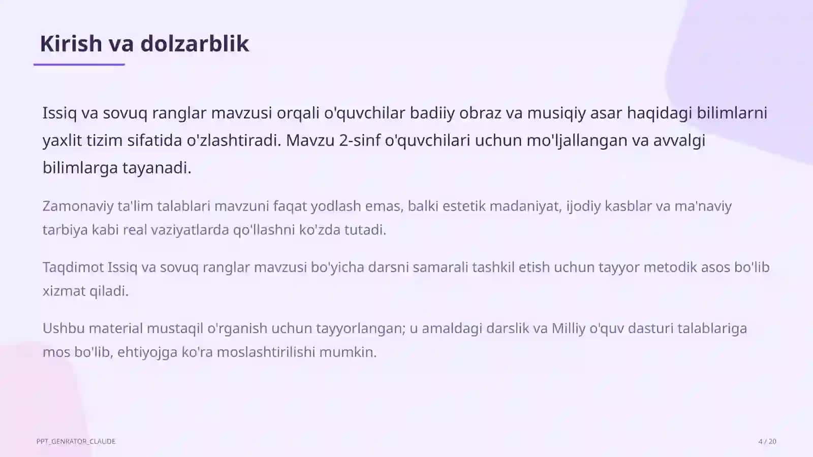 Issiq va sovuq ranglar (2-sinf) 4