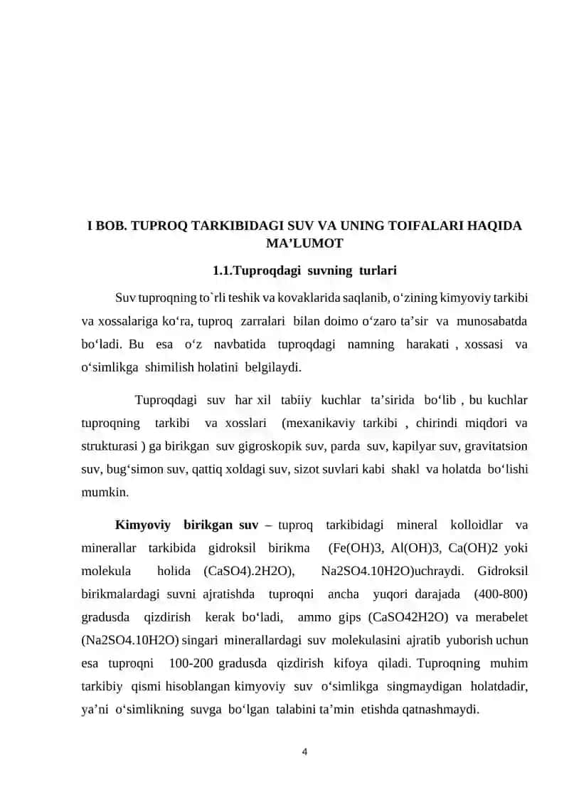 Tuproqning suvni bugʻlatish xossasi, suv balansi, tuproq suv rejimini tiplari 4