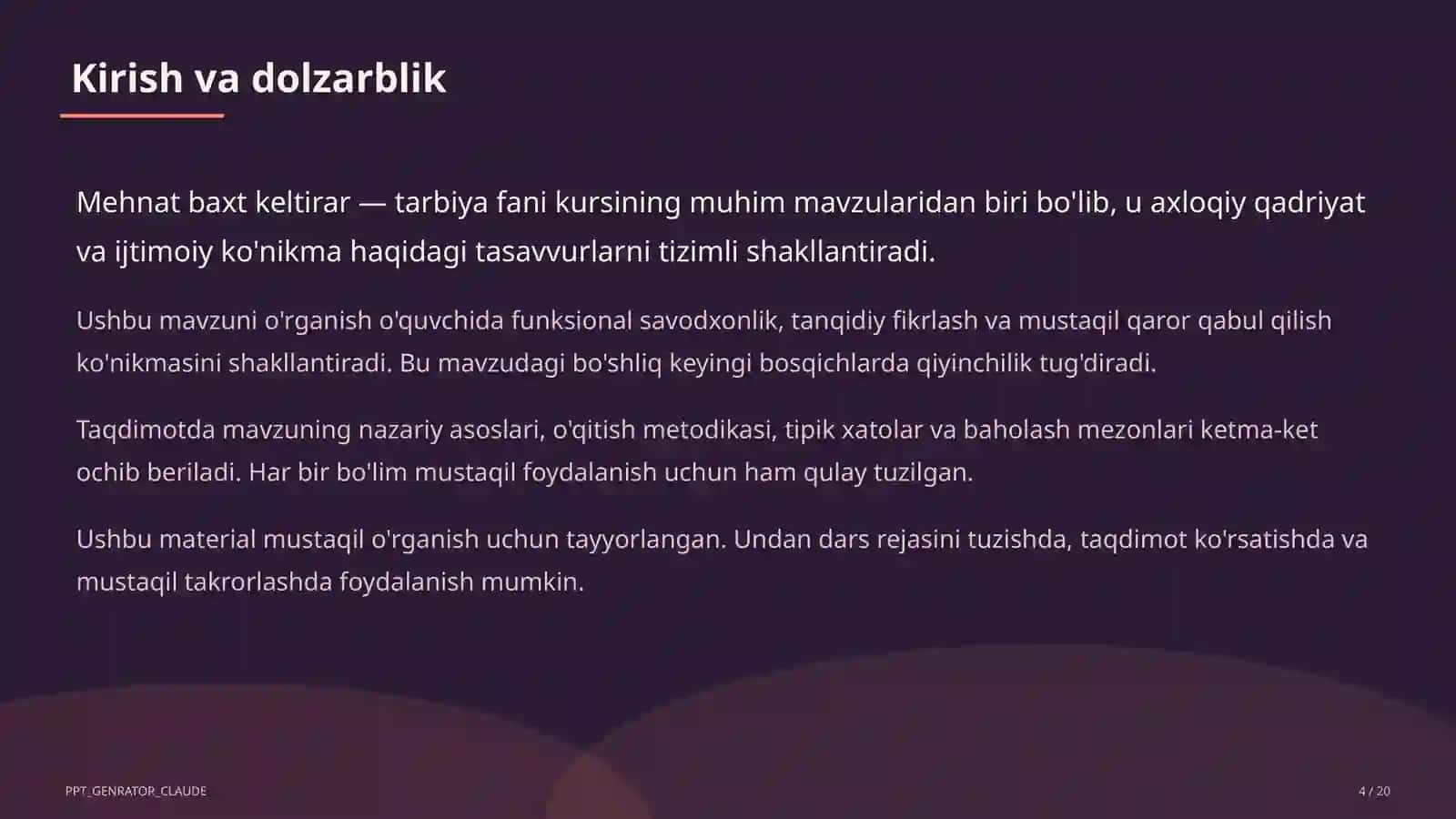 Mehnat baxt keltirar (3-sinf) 4