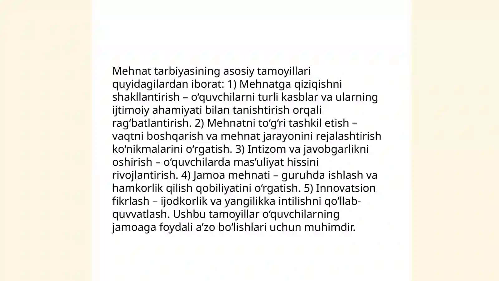 Yosh avlod tarbiyasida mehnat tarbiyasining vazifalari 4