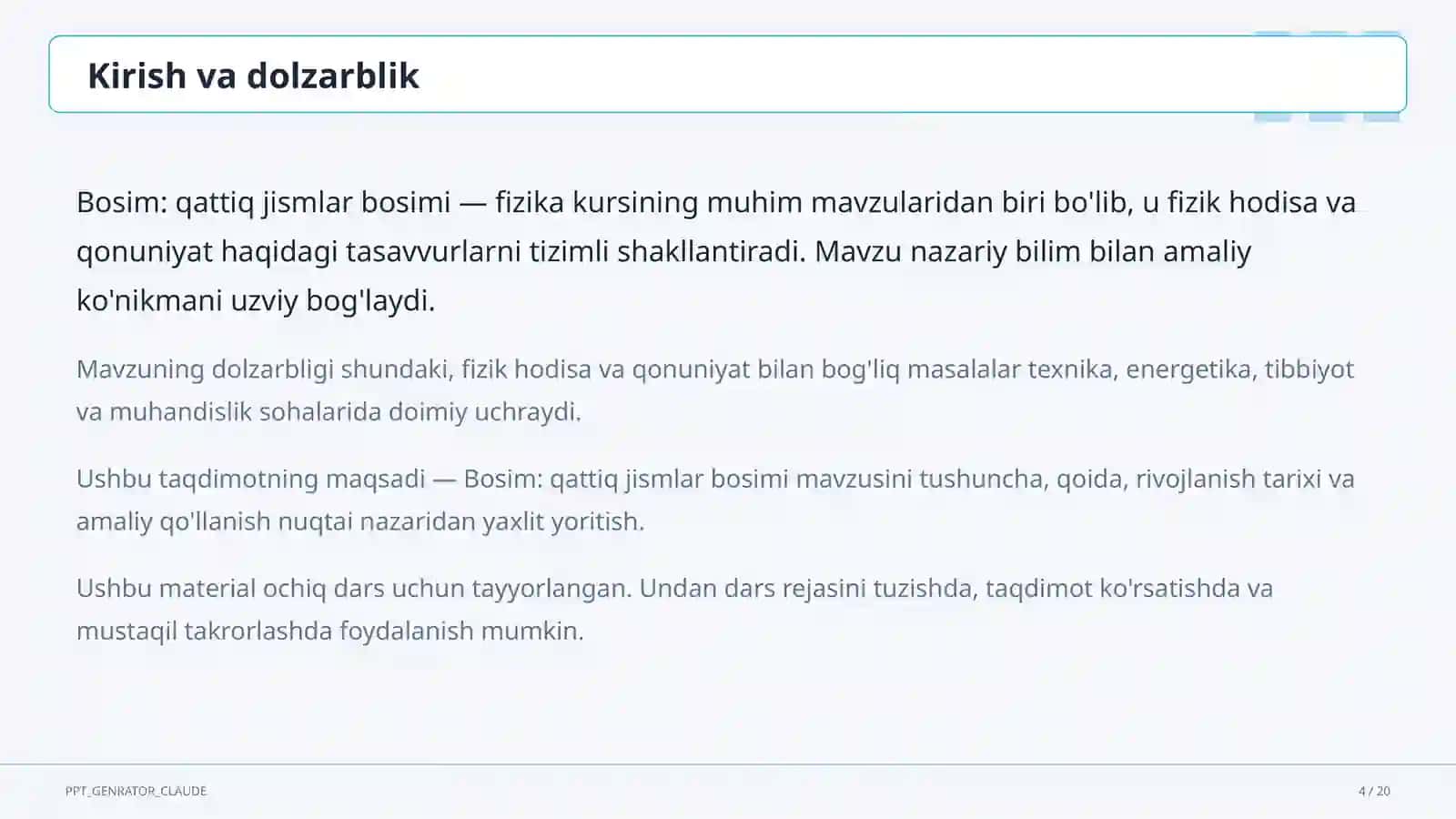 Bosim: qattiq jismlar bosimi (6-sinf) 4