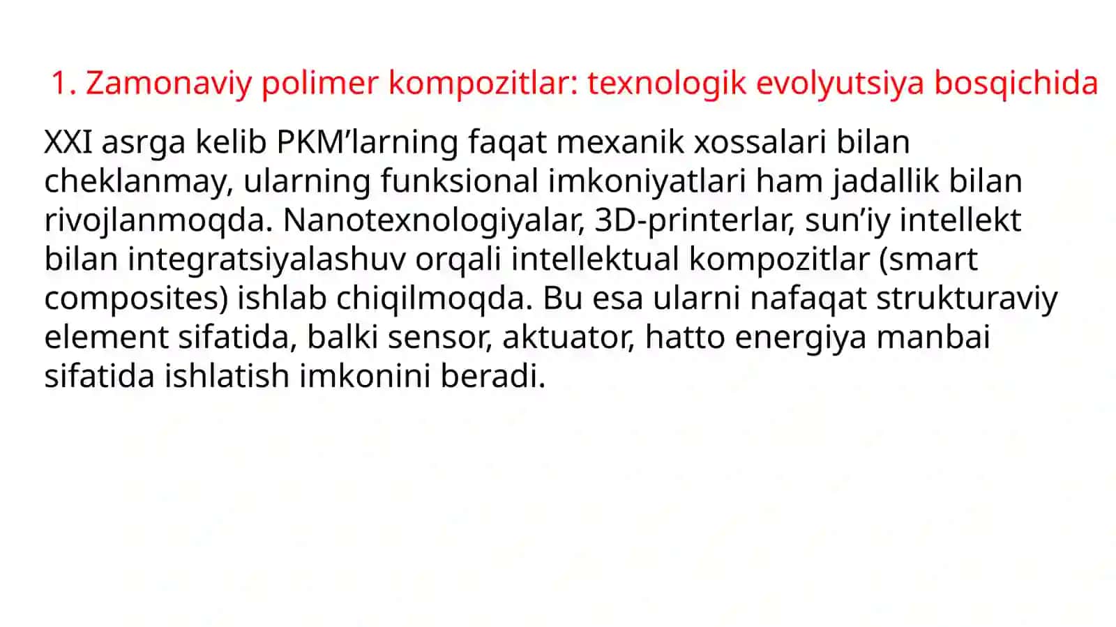 Palimerlar va Kampazitsion materiallar kimyosi fanidan tayyorlagan taqdimoti 4