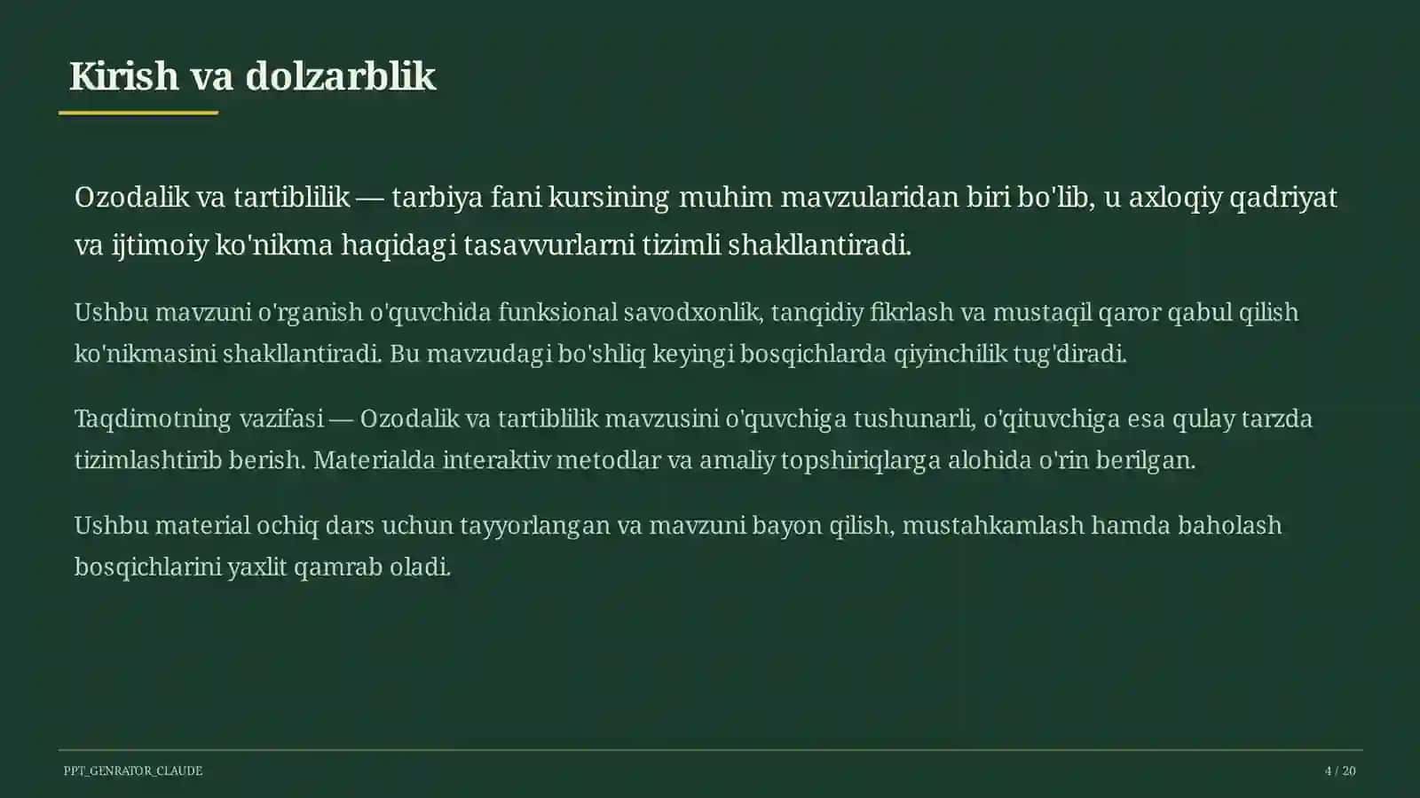 Ozodalik va tartiblilik (1-sinf) 4