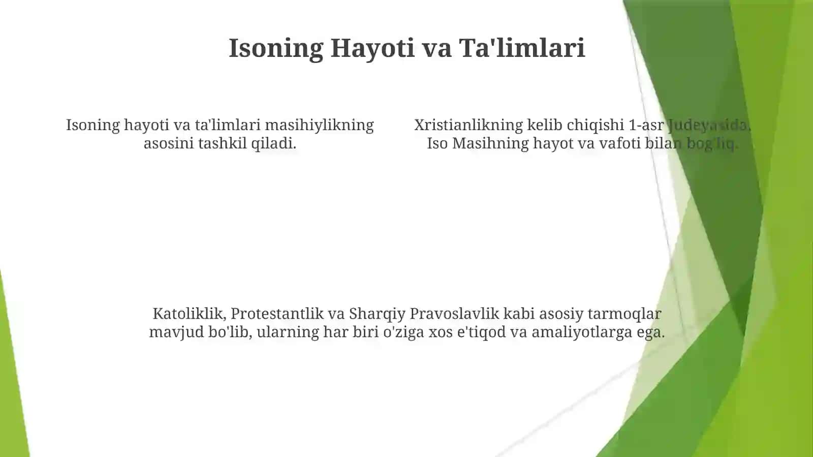 Xristianlikning Asosiy Tarmoqlari 4