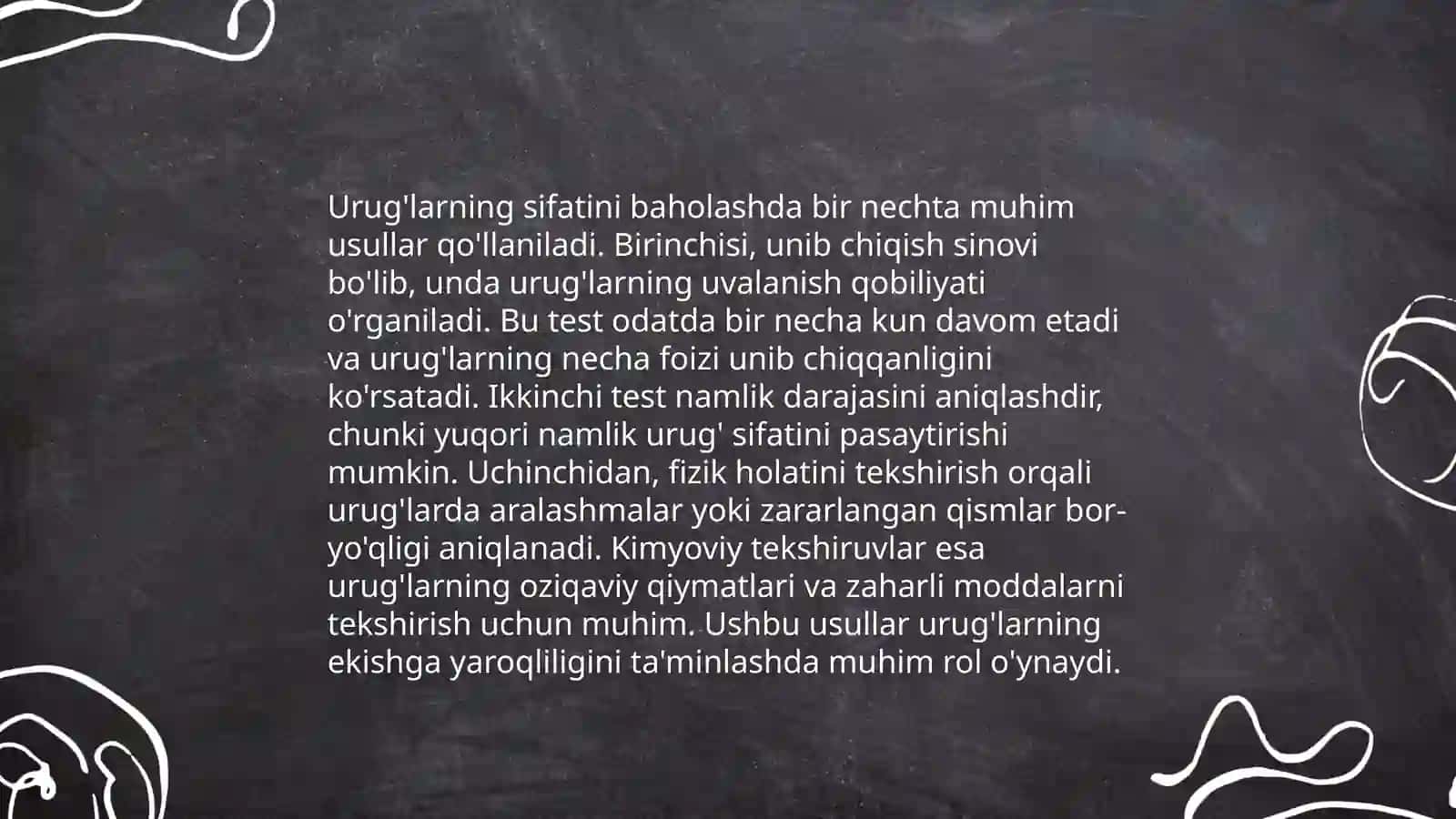 Urug'lar sifat ko'rsatkichlarining me'yoriy hujjatlari 4