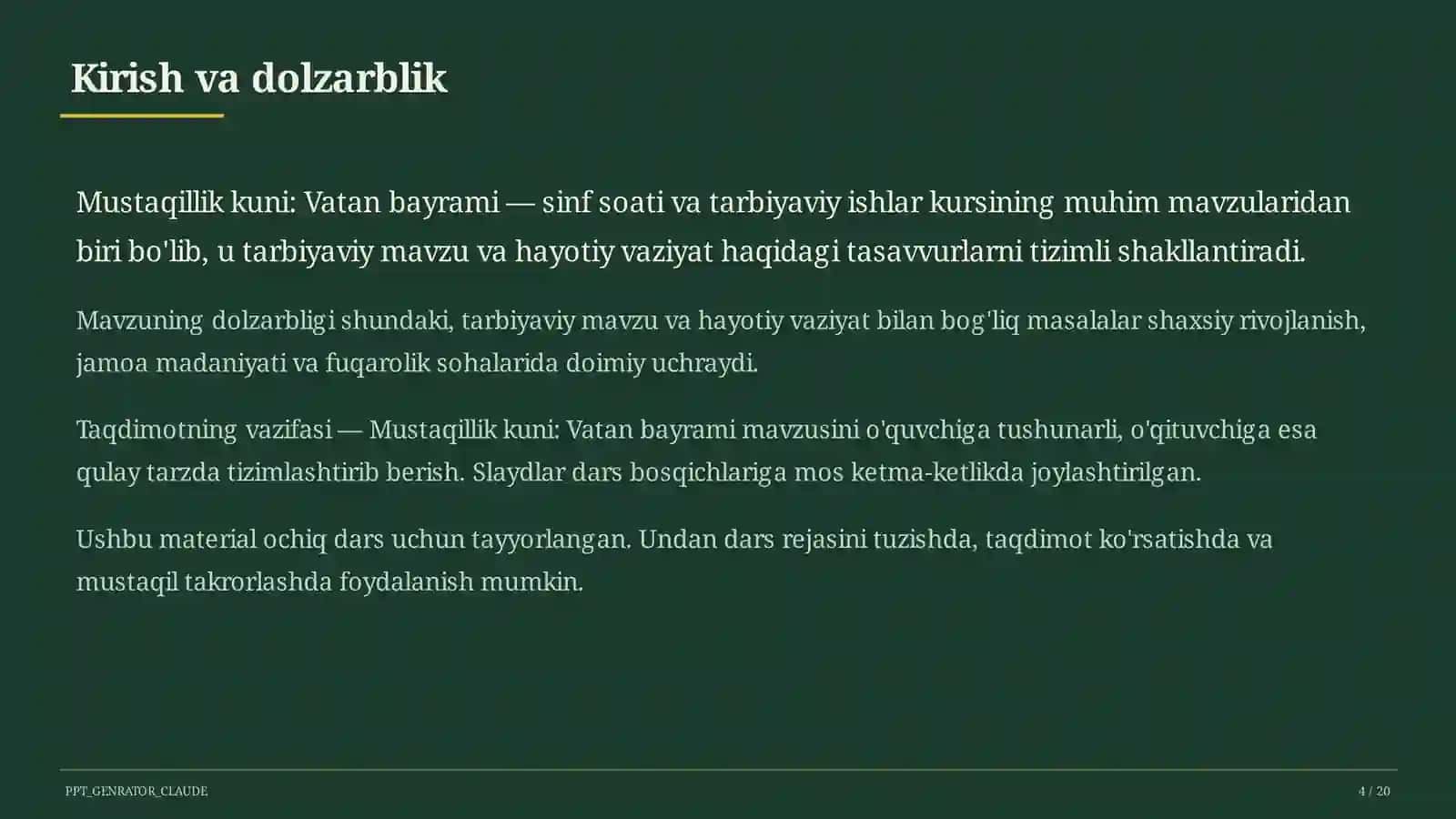 Sinf soati va tarbiyaviy tadbirlar 4