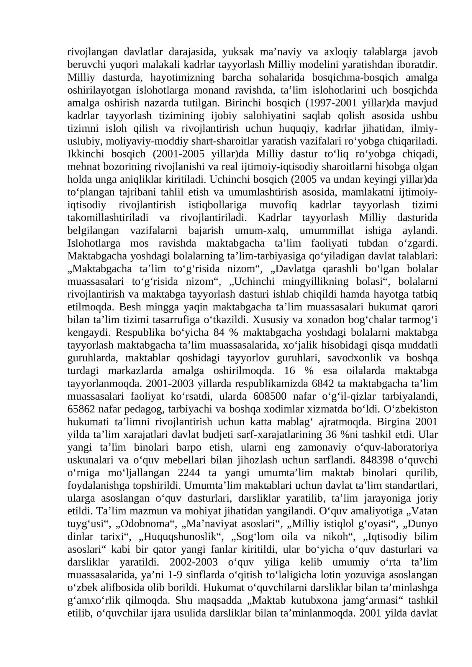 O‘ZBEKISTON RESPUBLIKASIDA TA’LIM SOHASIDA AMALGA OSHIRILGAN ISLOHOTLAR 4