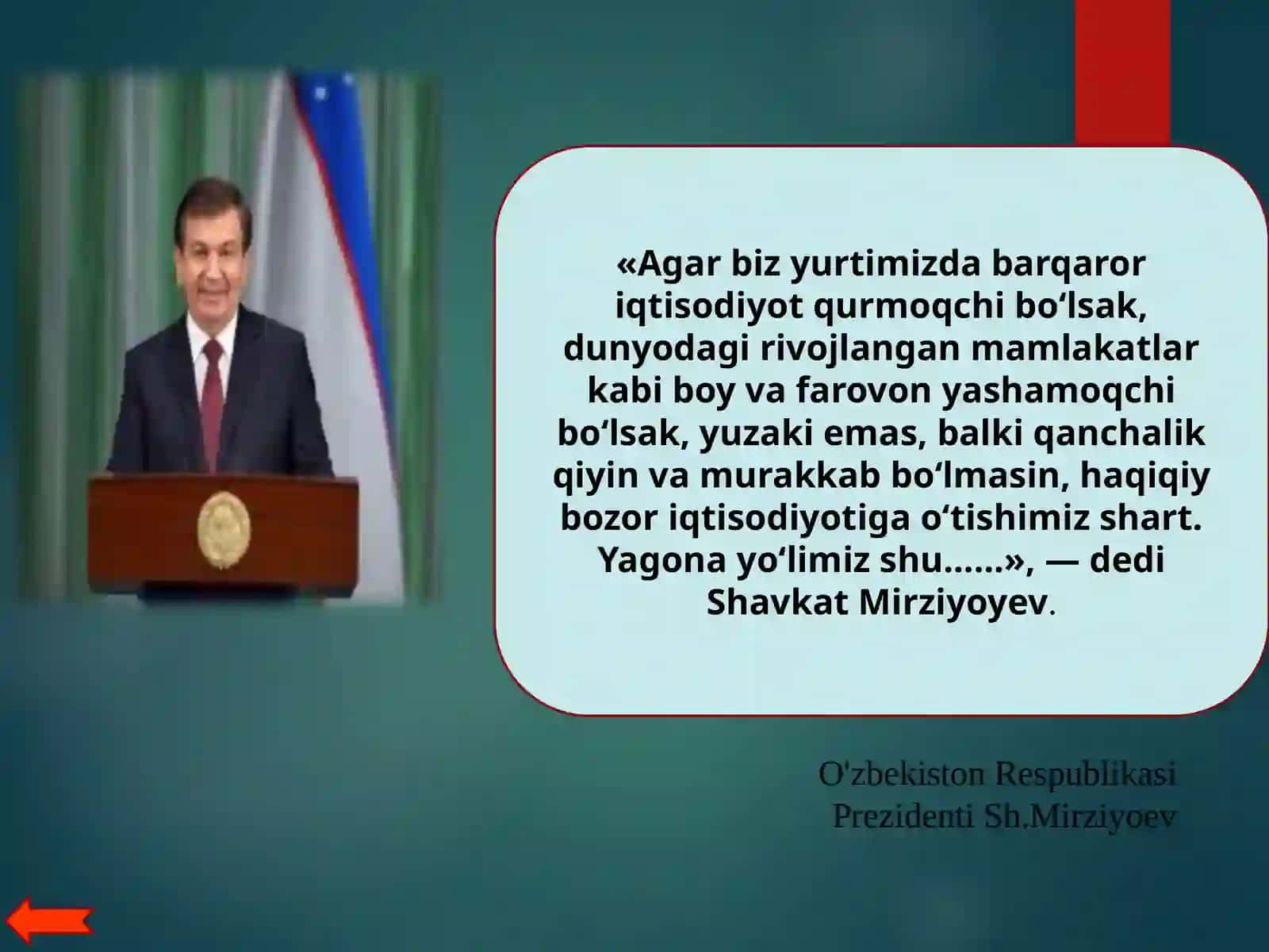 Bozor munosabatlarini rivojlantirishga qaratilgan O'zbekiston iqtisodiyoti 4