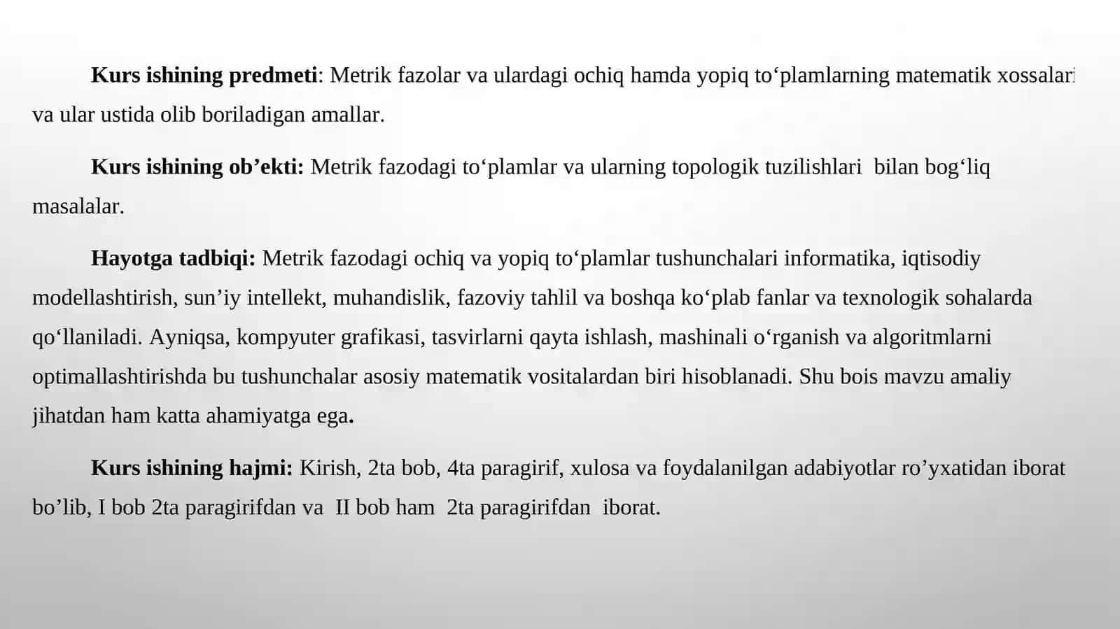 Mertik fazolarda ochiq va yopiq to'plamlar 4