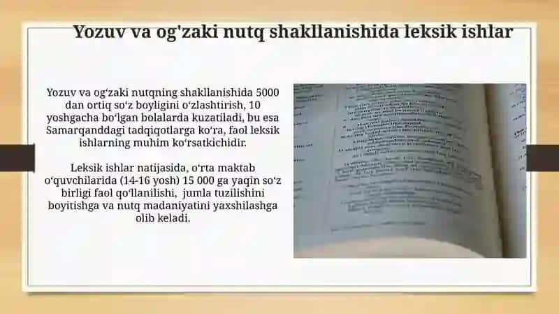 Yozuv va og'zaki nutq shakllanishida ishlar 4