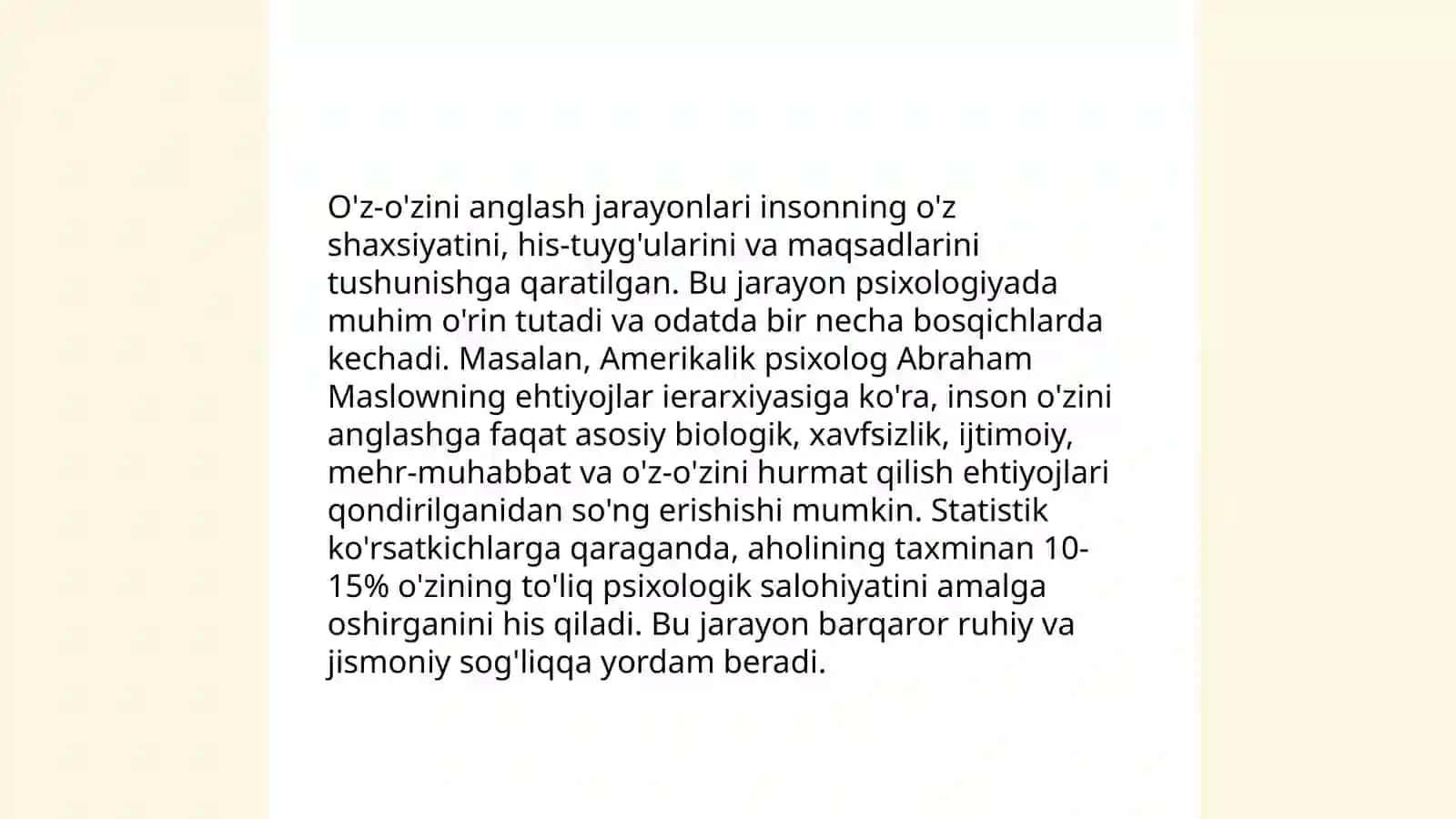 Shaxsda o'z-o'zini anglash 4