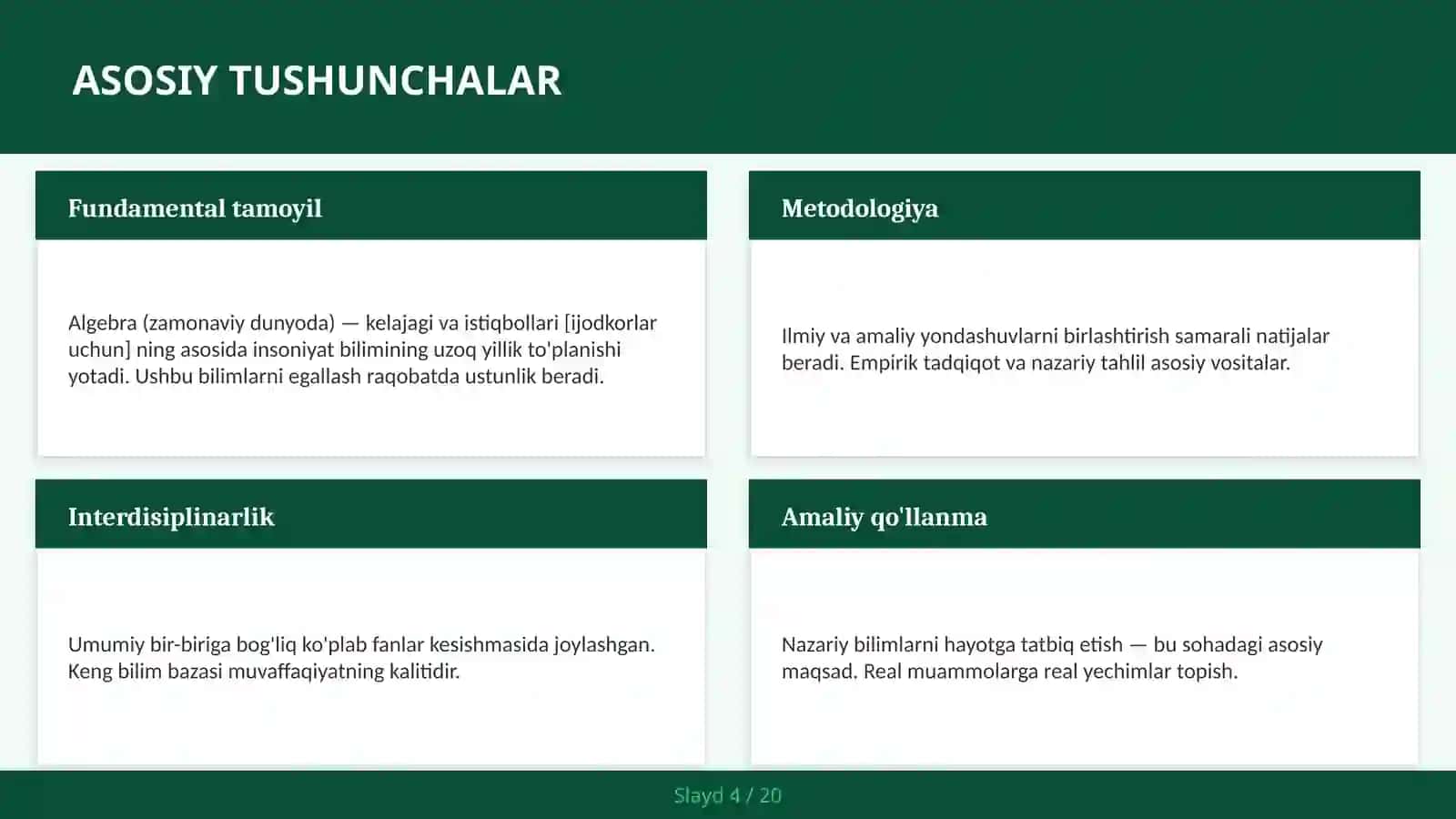 Algebra (Zamonaviy Dunyoda) — Kelajagi va Istiqbollari [Ijodkorlar uchun] 4