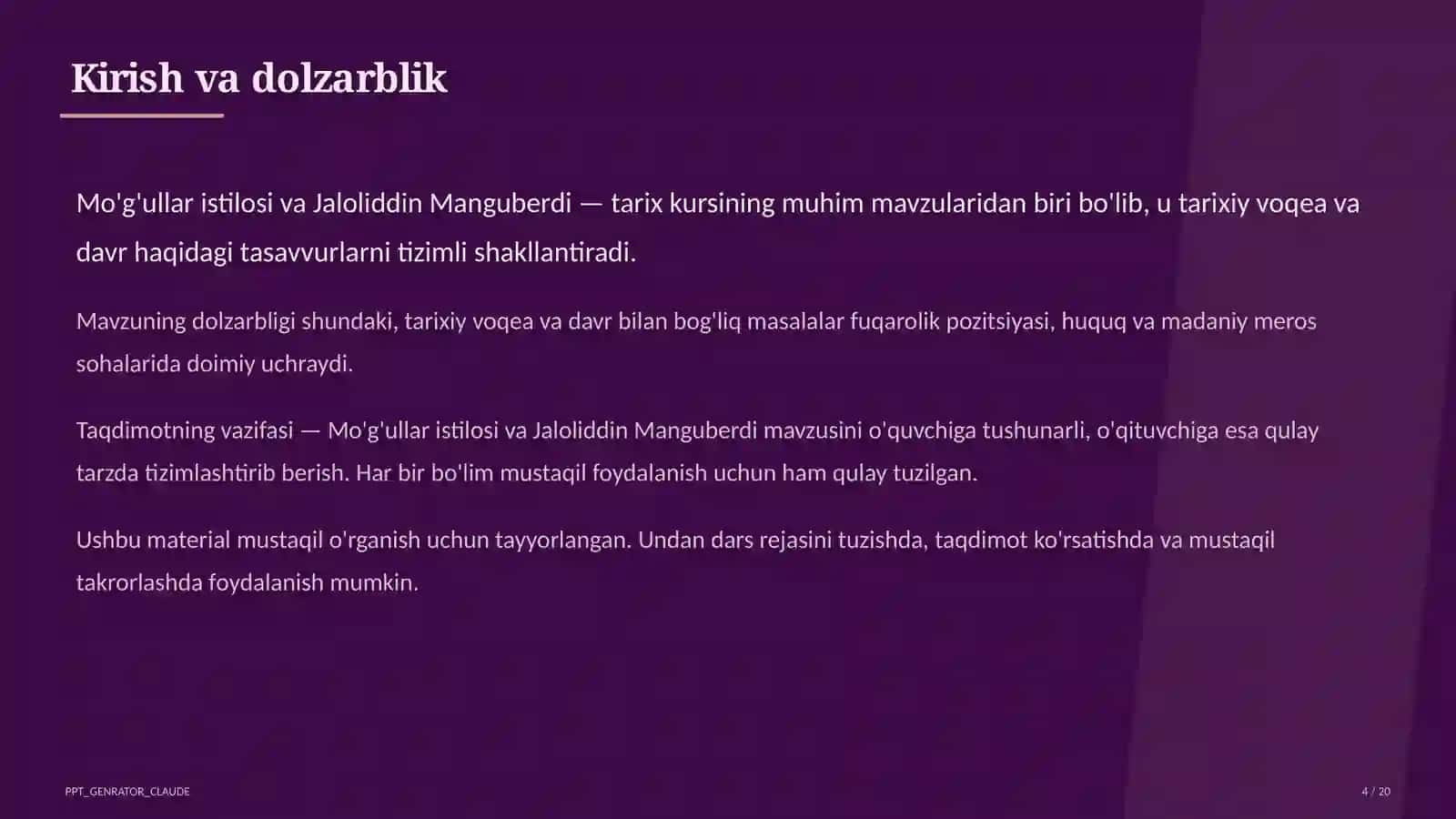 Mo'g'ullar istilosi va Jaloliddin Manguberdi (7-sinf) 4