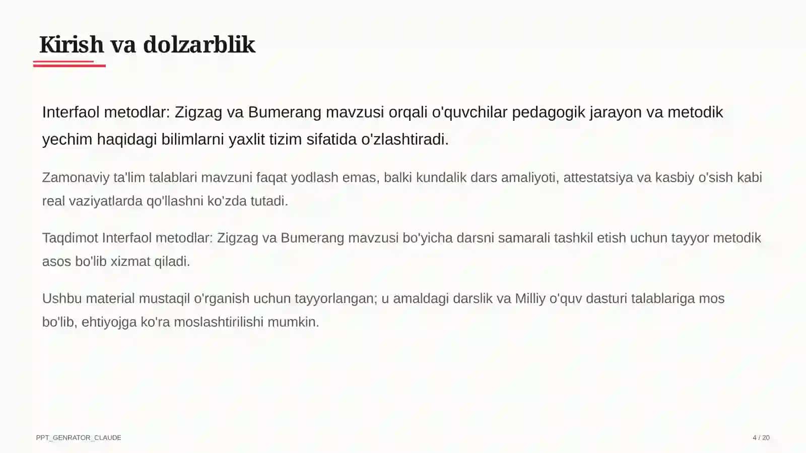 Interfaol metodlar: Zigzag va Bumerang 4