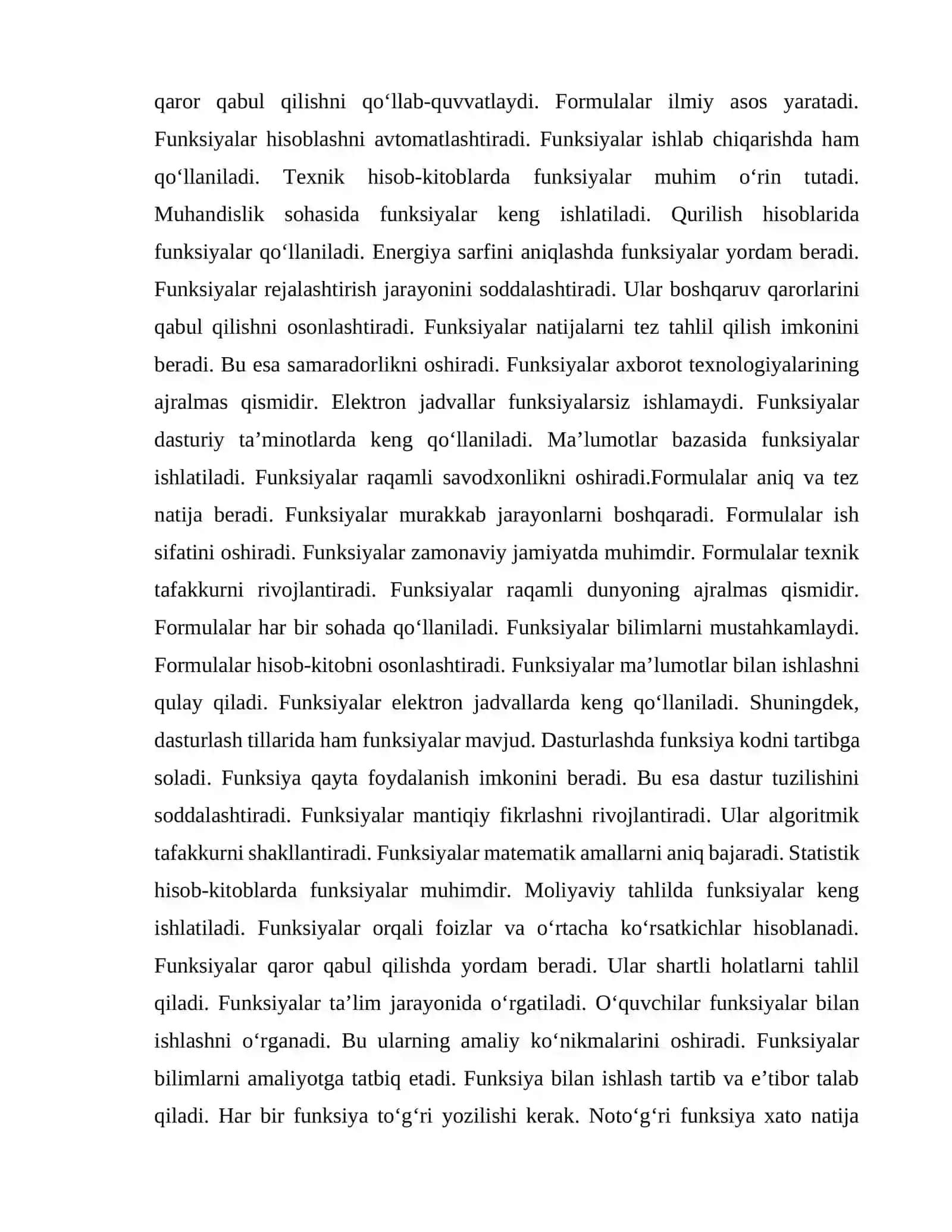 MUSTAQIL TA’LIM - FORMULALAR VA FUNKSIYALAR YORDAMIDA HISOB-KITOB BAJARISH 4