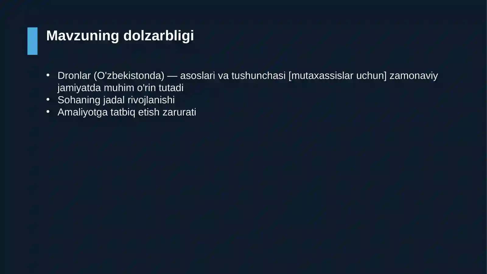 Dronlar (O'zbekistonda) — asoslari va tushunchasi [mutaxassislar uchun] 4