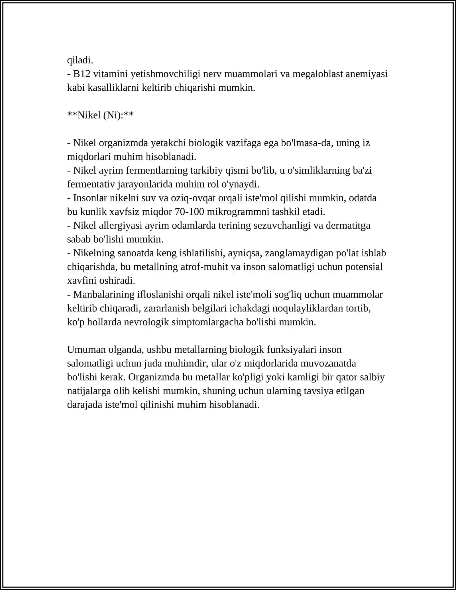 TEMIR COBALT NIKEL KOMPLEKS BIRIKMALAR VA ULARNING FARMASEVTIKADAGI AHAMIYATI 4