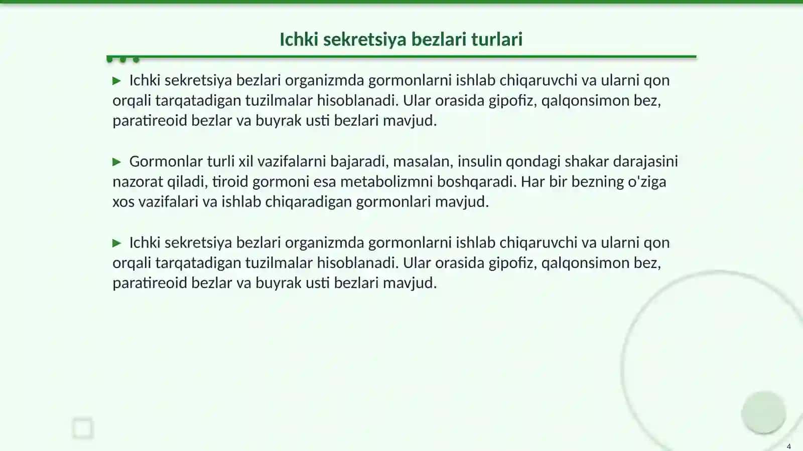 Ichki sekretsiya bezlarining gipotalamus orqali boshqarilishi 4