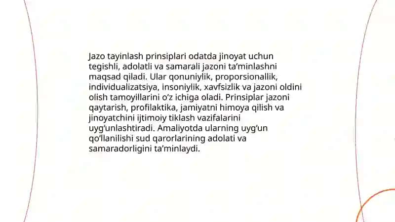 Jazo tayinlashning prinsiplari tushunchasi, ahamiyati 4