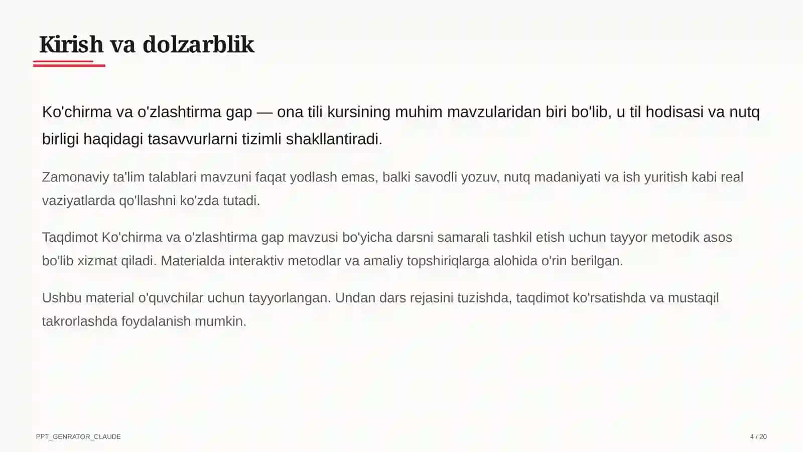 Ko'chirma va o'zlashtirma gap (9-sinf) 4