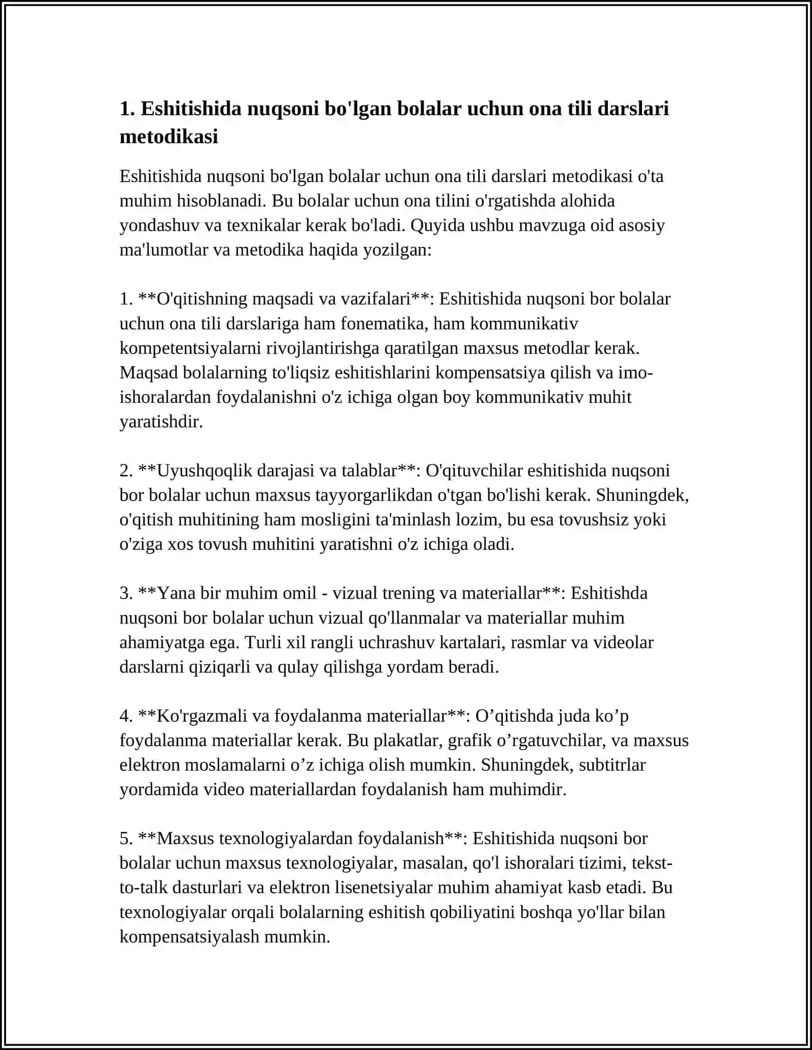 ESHITISHDA NUQSONI BOʻLGAN BOLALAR MAKTABIDA ONA TILI DARSLARIDA XATOLAR USTIDA ISHLASH TEXNOLOGIYASI 4