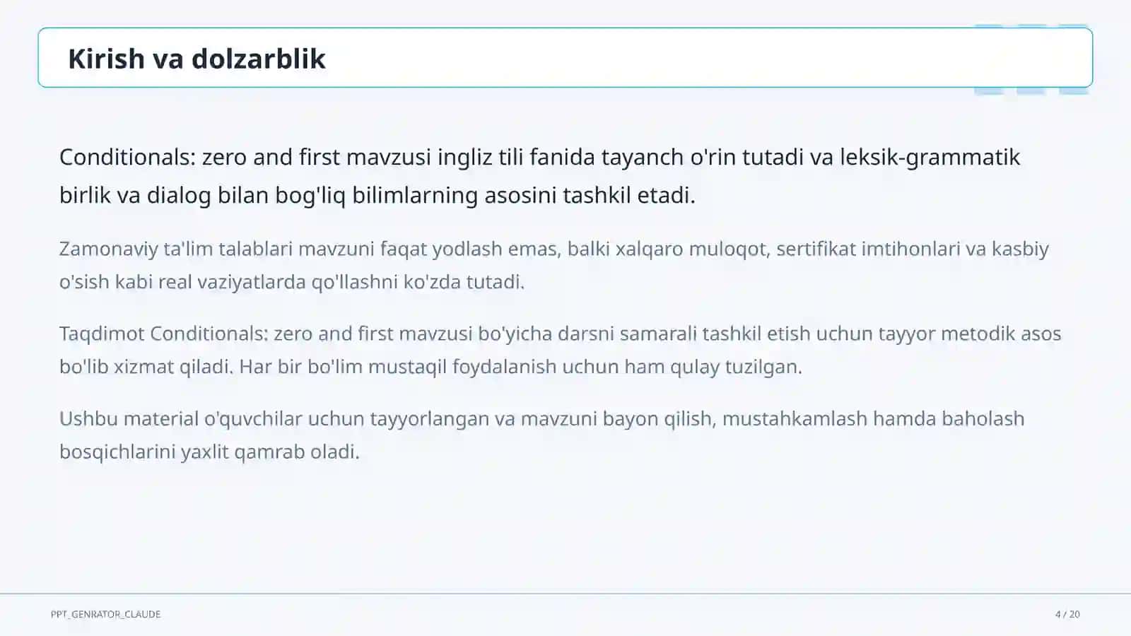 Conditionals: zero and first (8-sinf) 4