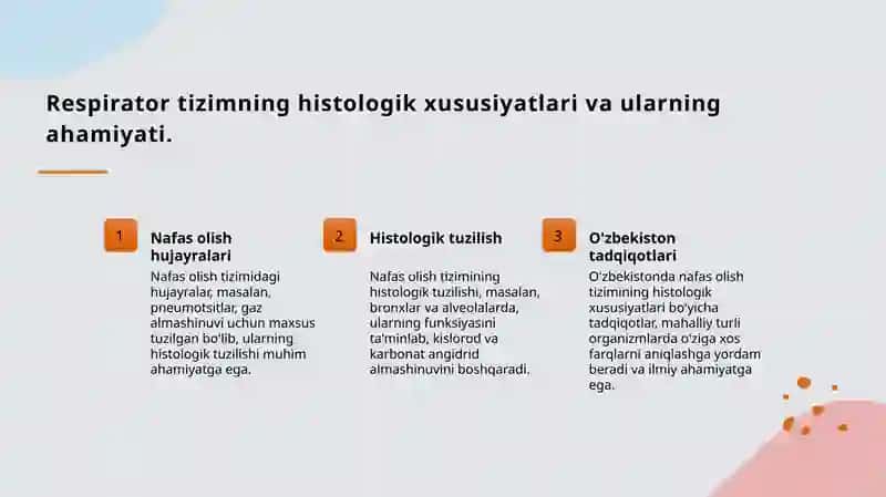 Nafas olish tizimi a'zolarining qiyosiy gistologik tavsifi 4