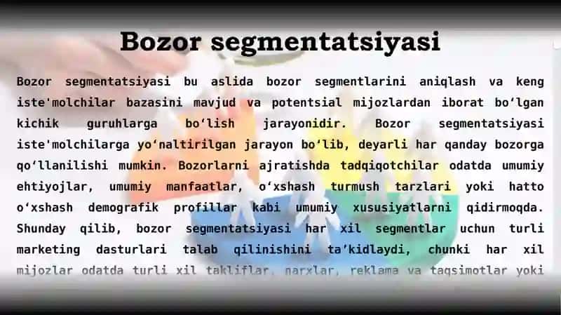 Bozor segmenti va xaridor turlari 4