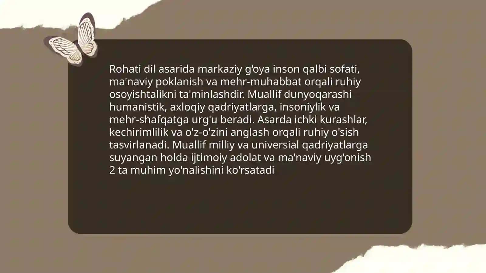 Huvaydoning “Rohati dil” asarining g‘oyaviy- badiiy xususiyatlari 4