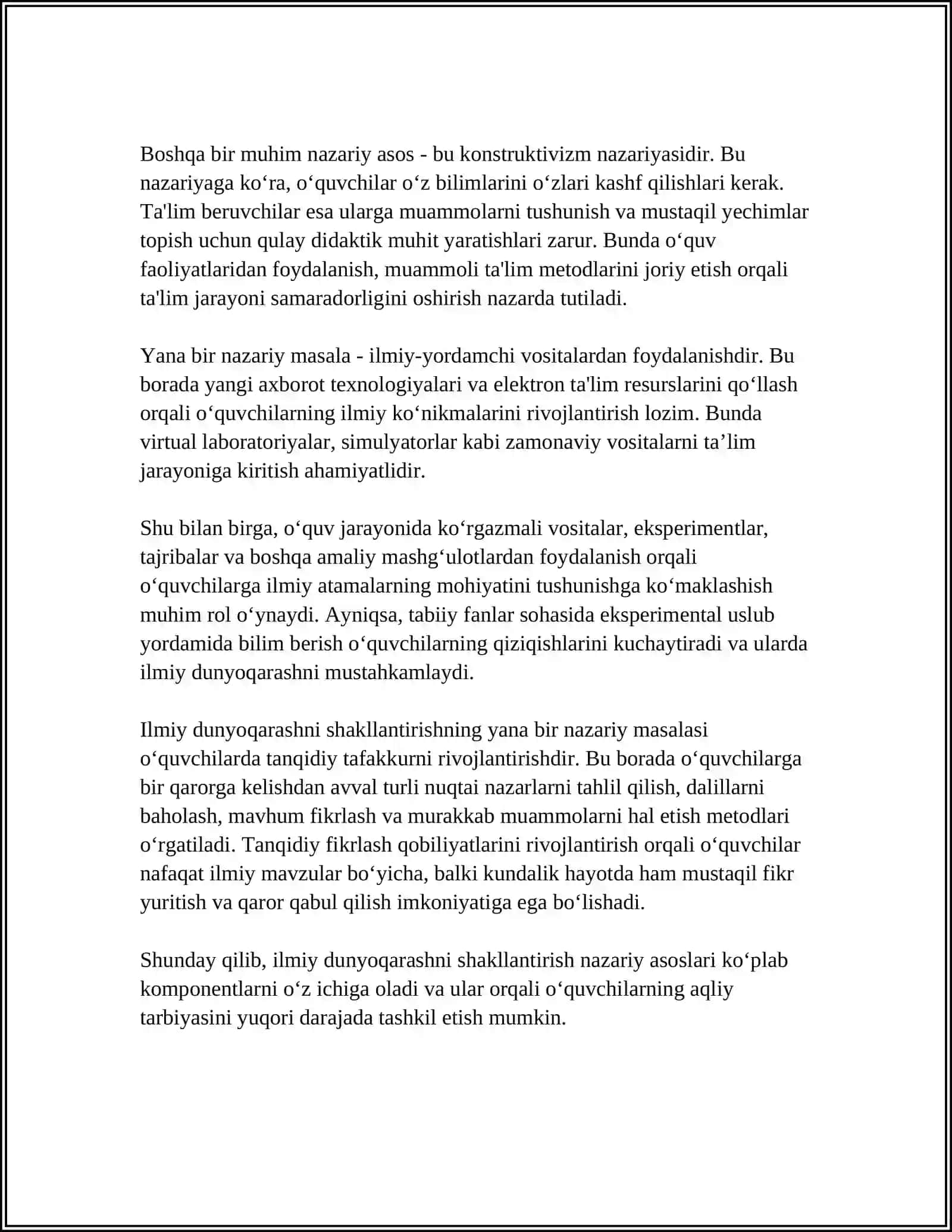 O‘quvchilarning ilmiy dunyoqarashini shakllantirish nazariy asoslari 4