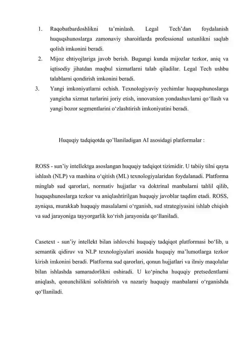 Legal tech va fuqarolarning huquqiy ongini oshirish masalalari 4