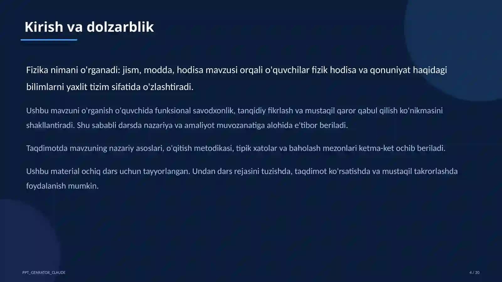 Fizika nimani o'rganadi: jism, modda, hodisa (6-sinf) 4