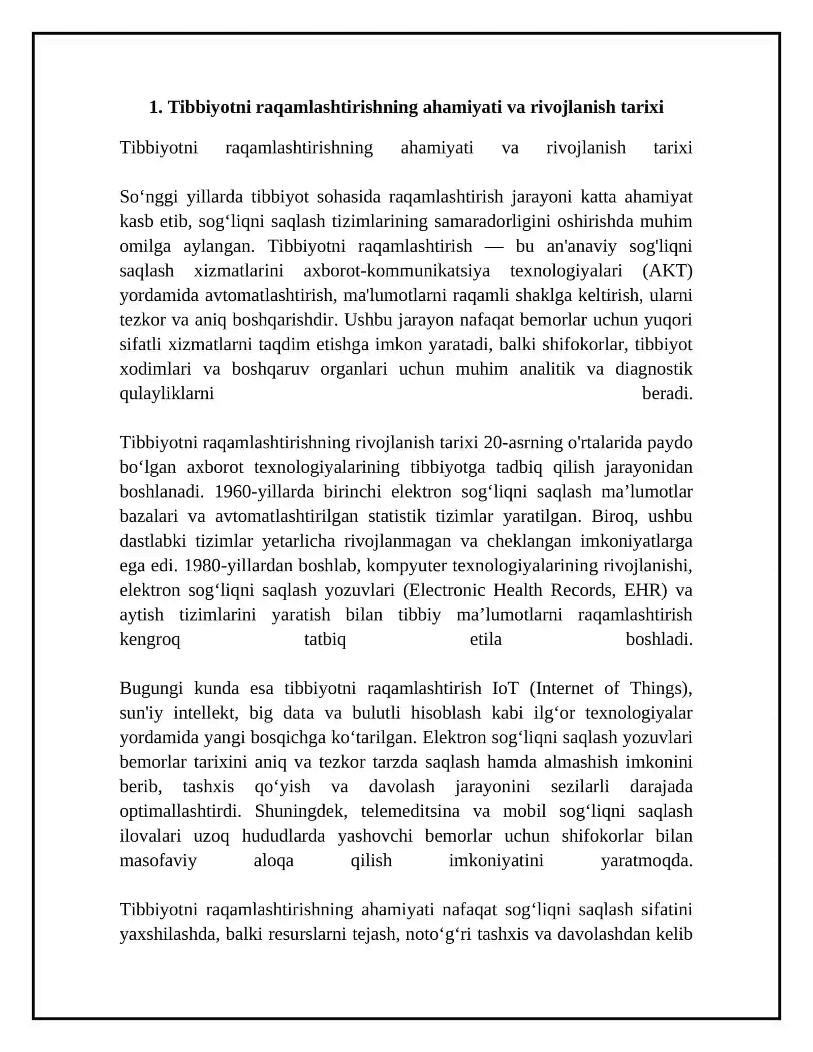 Tibbiyotni raqamlashtirish va zamonaviy axborot texnologiyalarining tibbiyotda qo'llanilishi 4