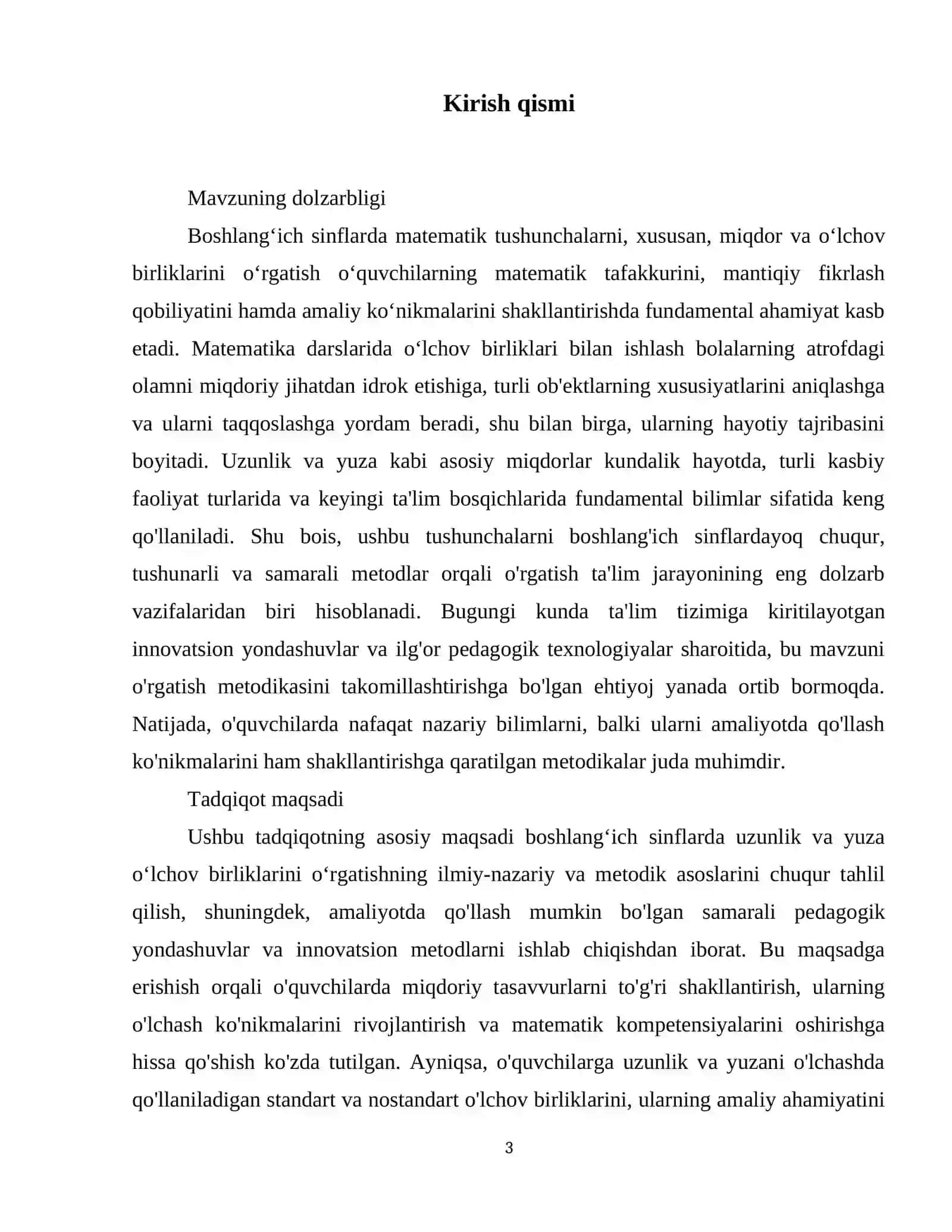 Boshlangʻich sinflarda asosiy miqdorlar va ularni oʻlchov birliklarini oʻrgatish metodikasi. Uzunlik va yuza oʻlchov birliklari 4