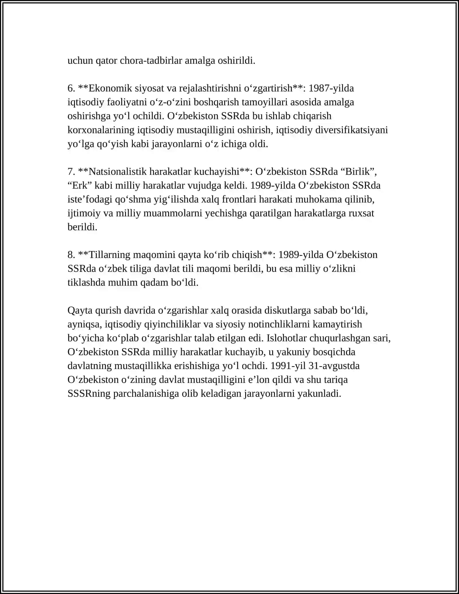 QAYTA QURISH YILLARDA OʻZBEKISTON DAGI IJTIMOIY SIYOSIY VAZIYAT 4
