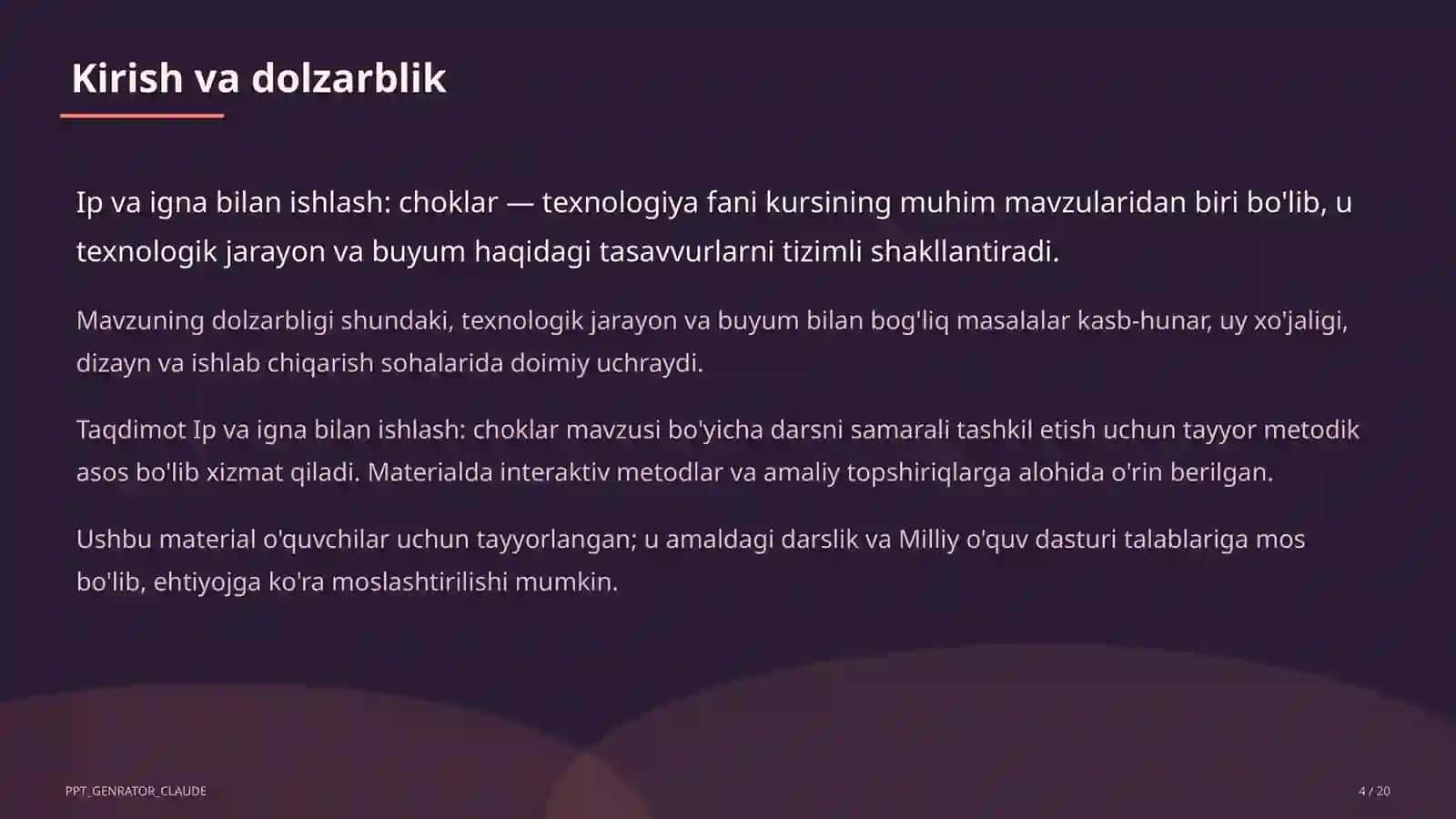 Ip va igna bilan ishlash: choklar (3-sinf) 4