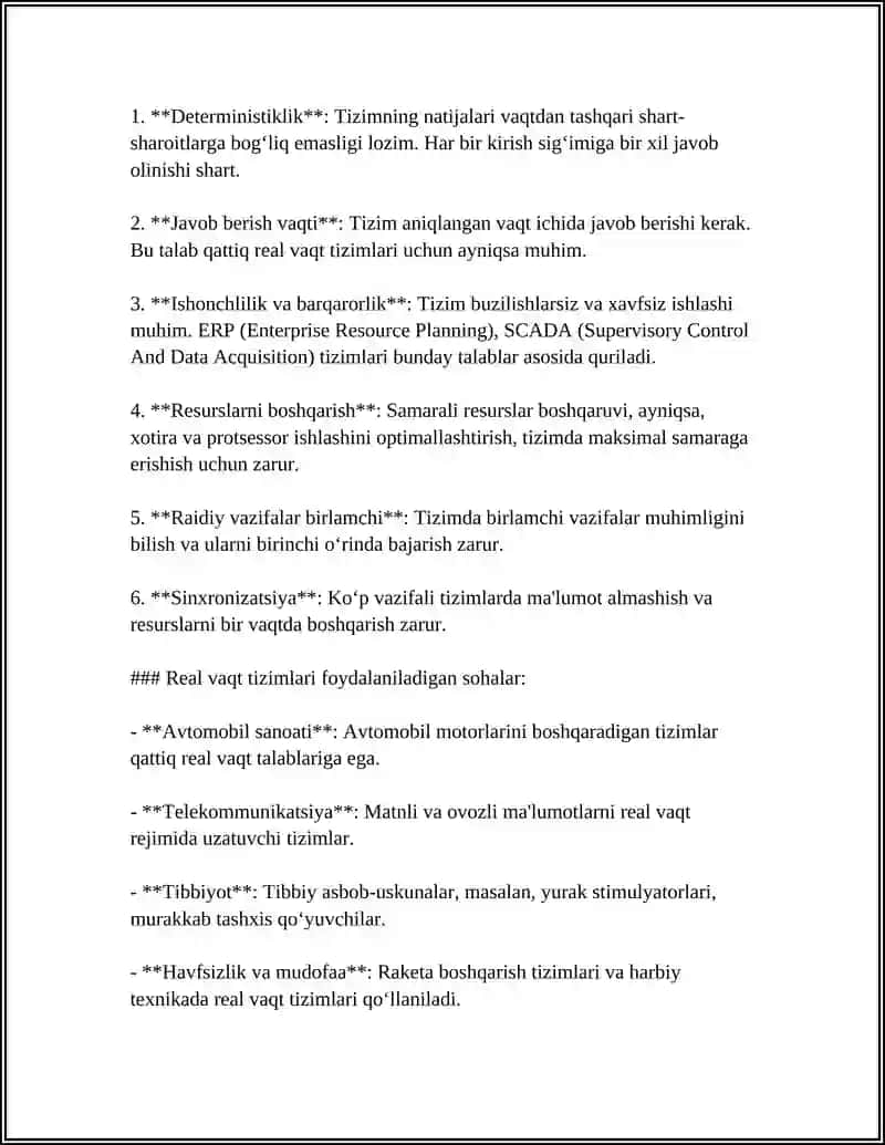 REAL VAQT TIZIMLARI ASOSIDA DASTURIY TA`MINOT ISHLAB CHIQISH QANDAY BAJARILISHI 4