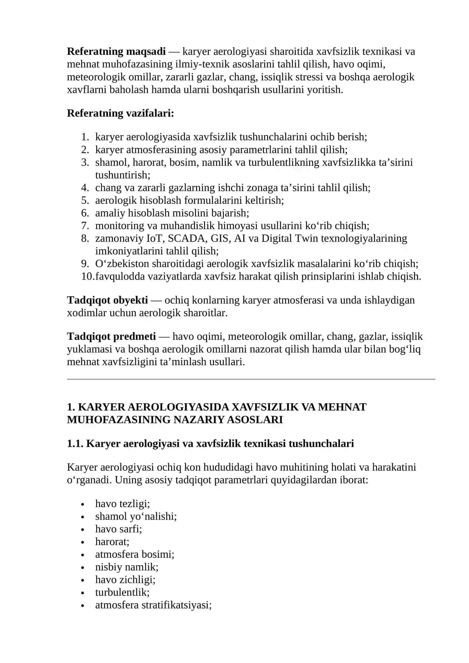 Karyer aerologiyasi sohasidagi xavfsizlik texnikasi va mehnat muhofazasi qoidalari 4