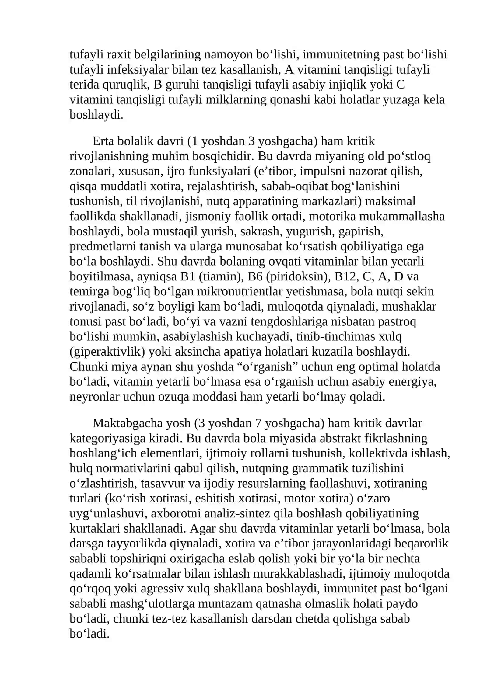 Yosh fiziologiyasi va gigeniyasi fanidan Yozgan tezisi 4