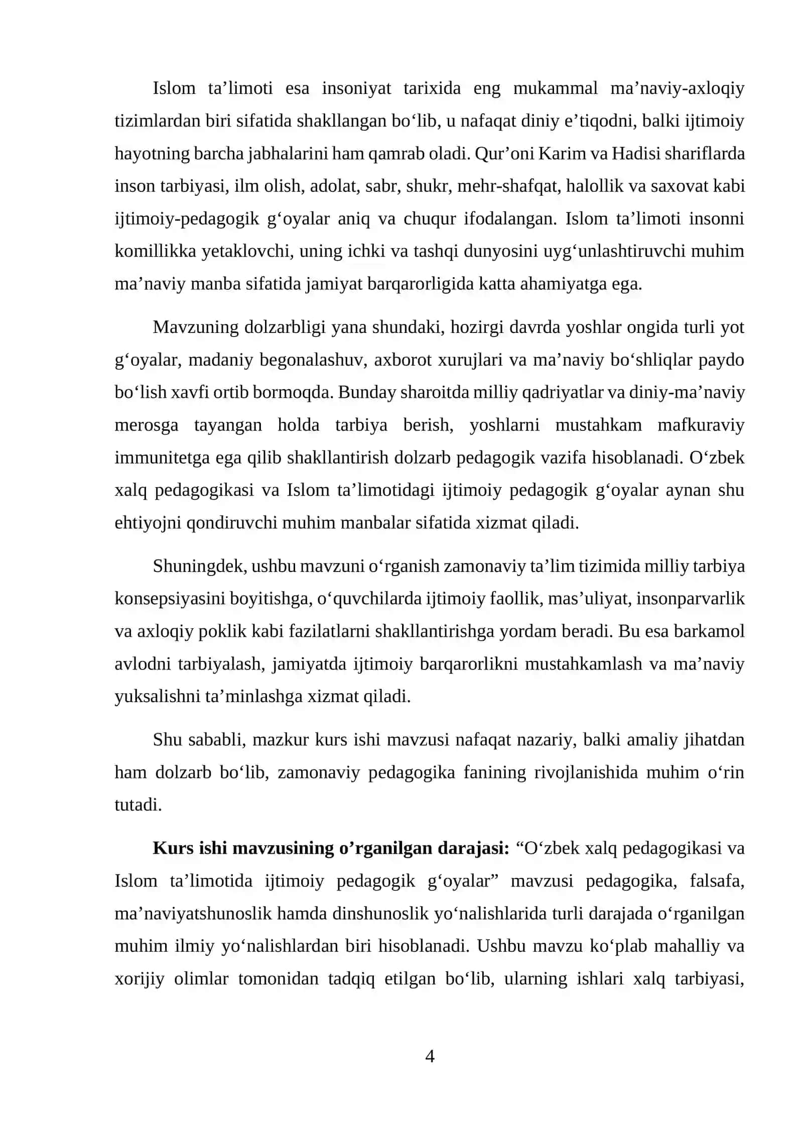 Oʻzbek xalq pedagogikasi va islom taʼlimotida ijtimoiy pedagogik gʻoyalar 4