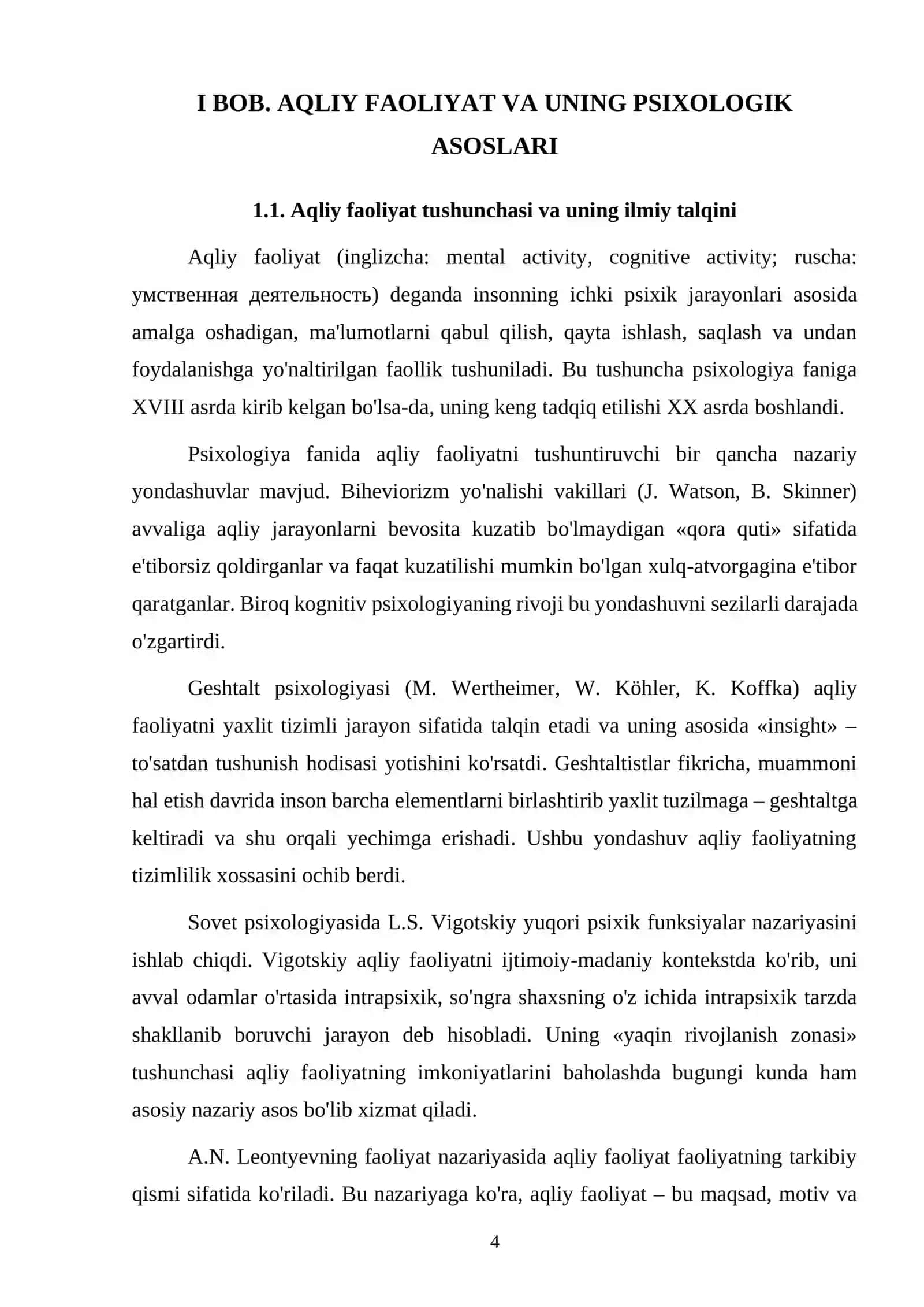 Aqliy faoliyatni o’rganish uchun metodikalar mavzusidagi kurs ishi 4