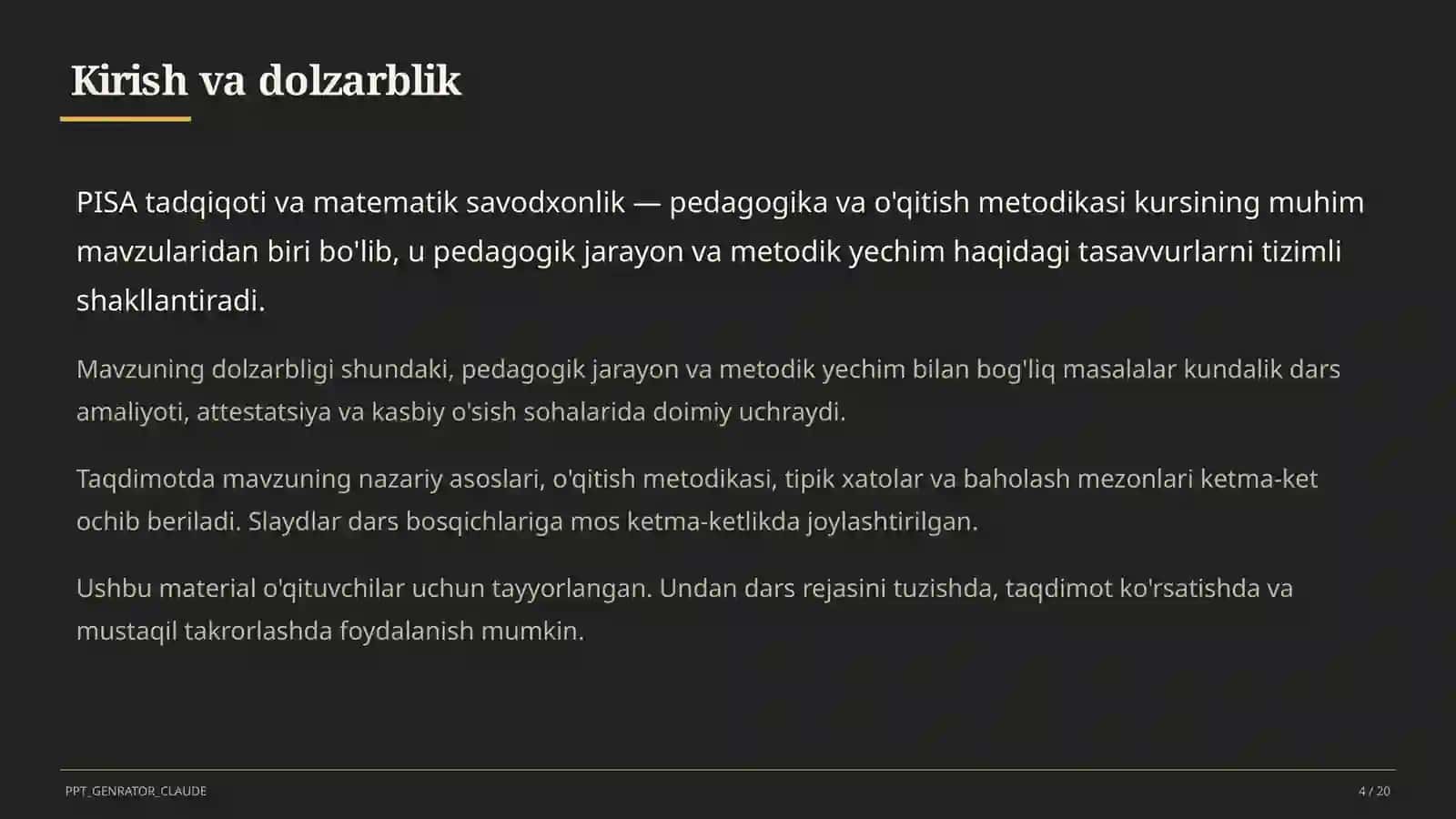 PISA tadqiqoti va matematik savodxonlik 4