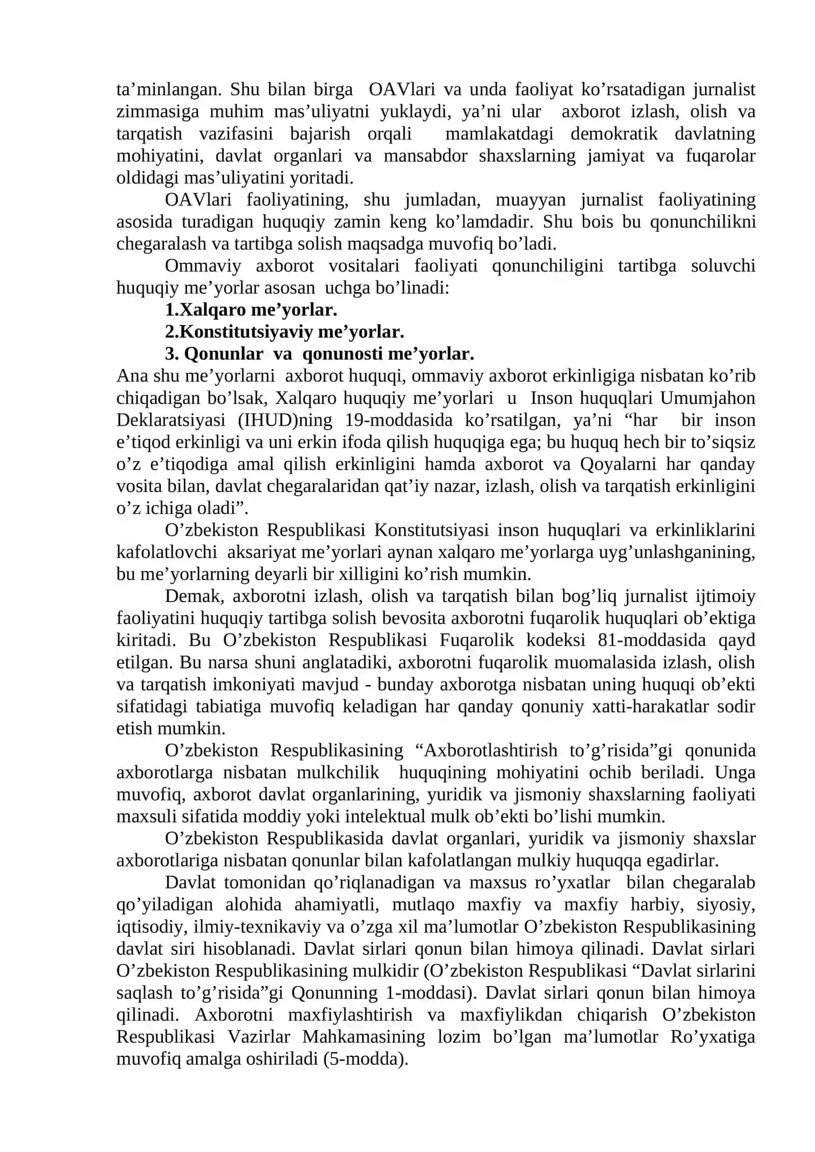 O`ZBEKISTONDA AXBOROT XAVFSIZLIGINING MA`NAVIY VA HUQUQQIY ASOSLARI 4