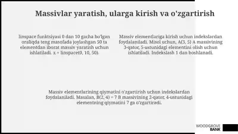 MATLAB va Massivlar bilan ishlash 4