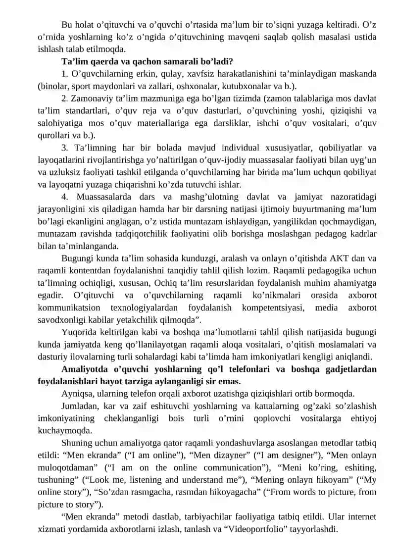Raqamli pedagogika fan sifatida. Raqamli savodxonlik va malakalar 4