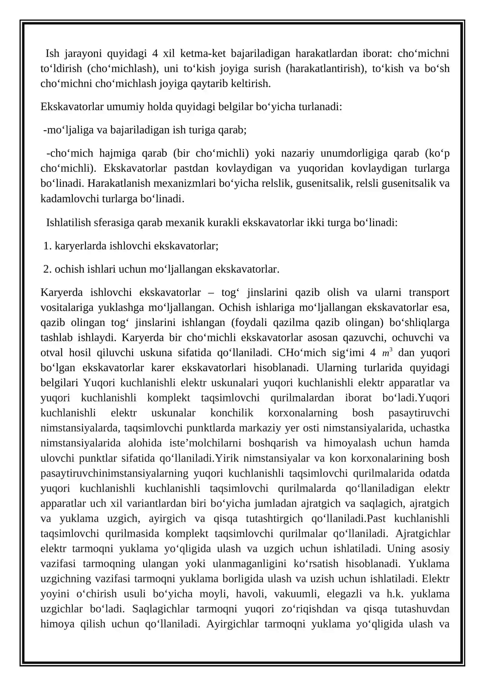 Otval hosil qiluvchi mashinalar elektr taminoti va energetik ko'rsatki 4
