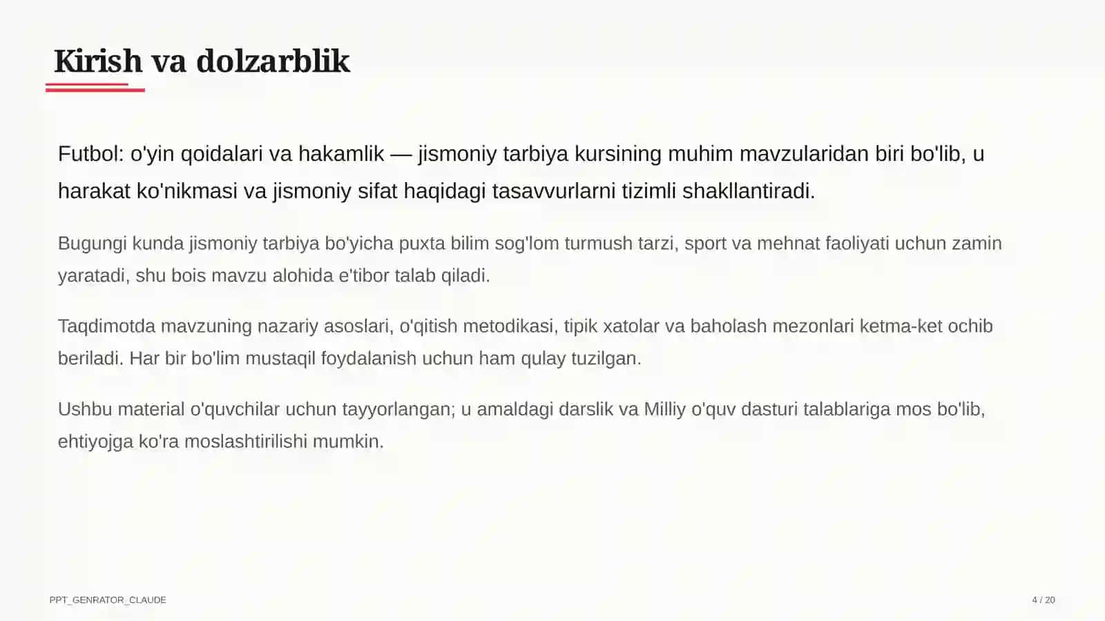 Jismoniy tarbiya (1– 11) — o'quvchilar uchun 4