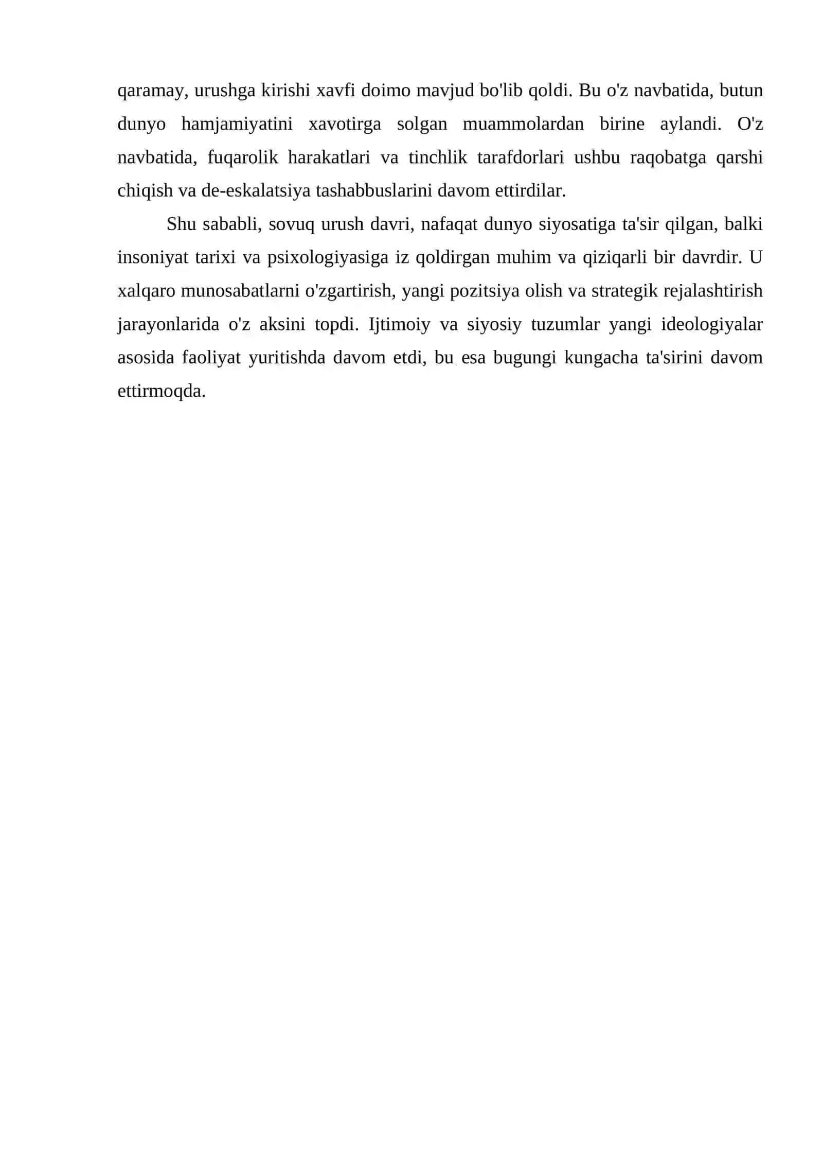 IKKINCHI JAHON URUSHIDAN KEYINGI XALQARO MUNOSABATLAR «SOVUQ URUSH»NING BOSHLANISHI 10- SINF 4