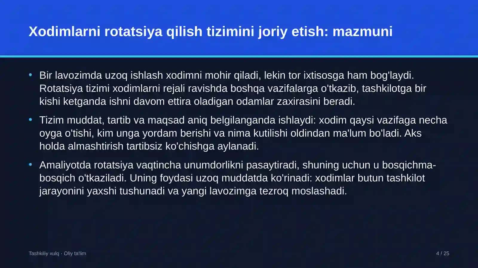 yo'l qurilishida xodimlarni rotatsiya qilish tizimini joriy etish 6232 4