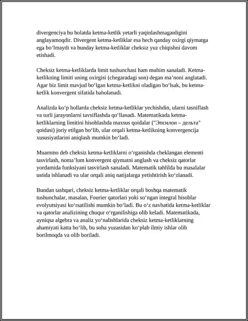 CHEKSIZ KETMA KETLIKLAR 4